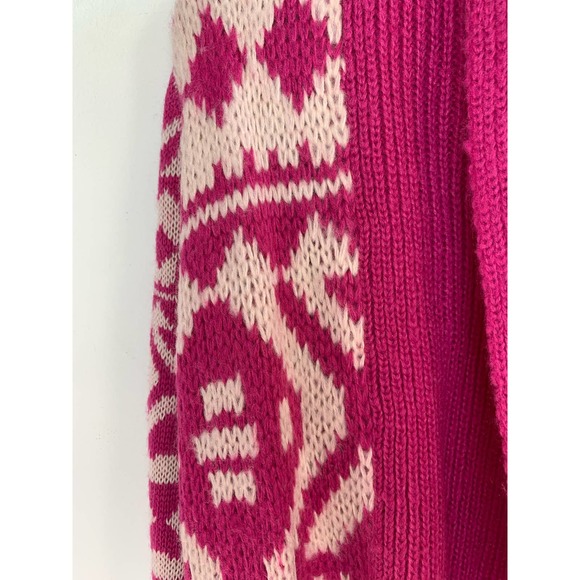 Forever 21 Pink + White Fair Isle Knit Cardigan Sweater — Women's XS X-Small EUC - Picture 5 of 15